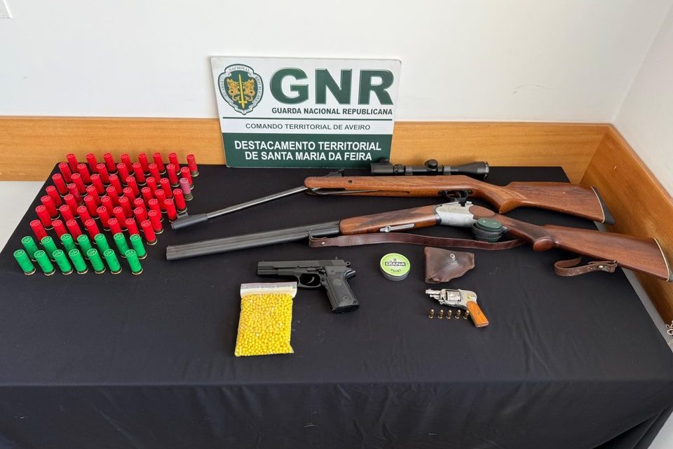 Santa Maria da Feira: Homem de 69 anos detido por violência doméstica com apreensão de armas e munições