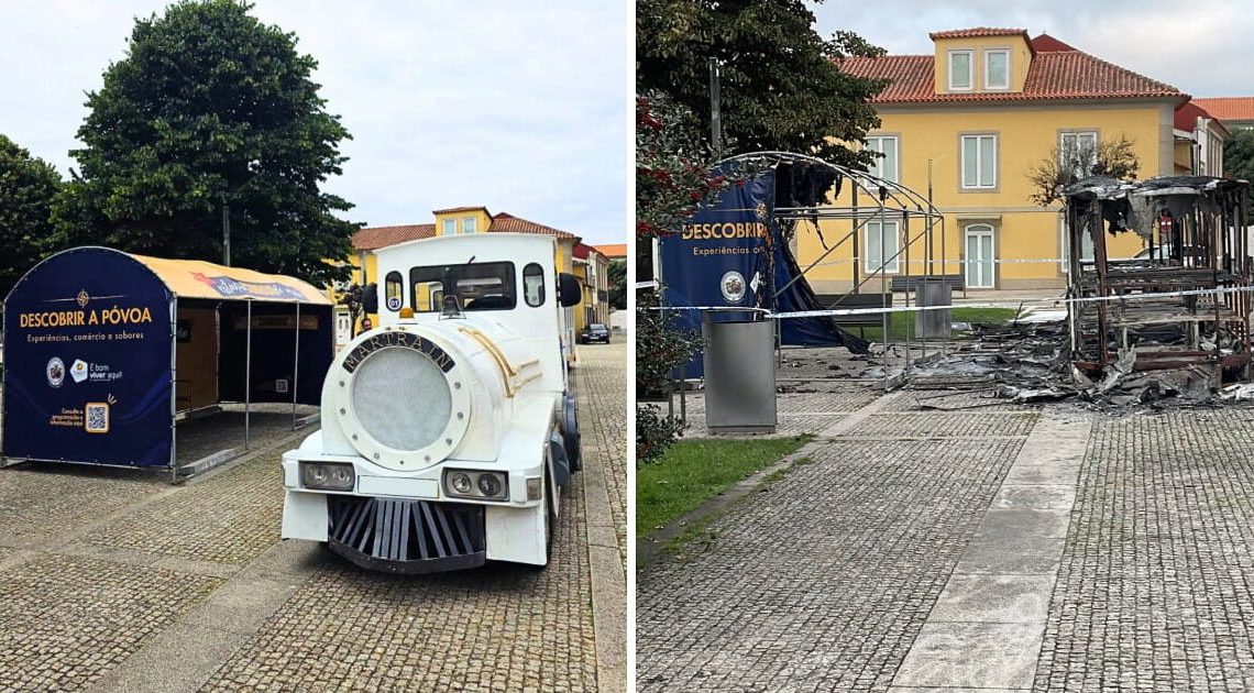 Incêndio destrói comboio turístico na Póvoa de Varzim